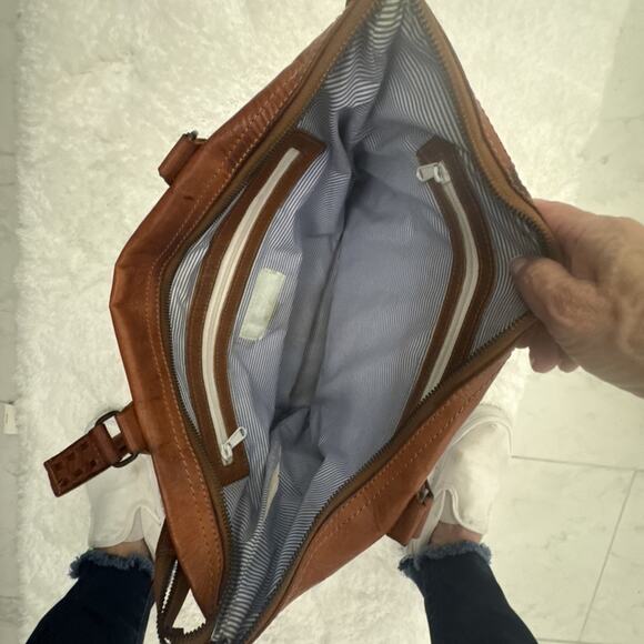 VTG Noonday Collection Tote Bag Purse Rustic Leather Large Brown Retro Aged Boho - Picture 9 of 12